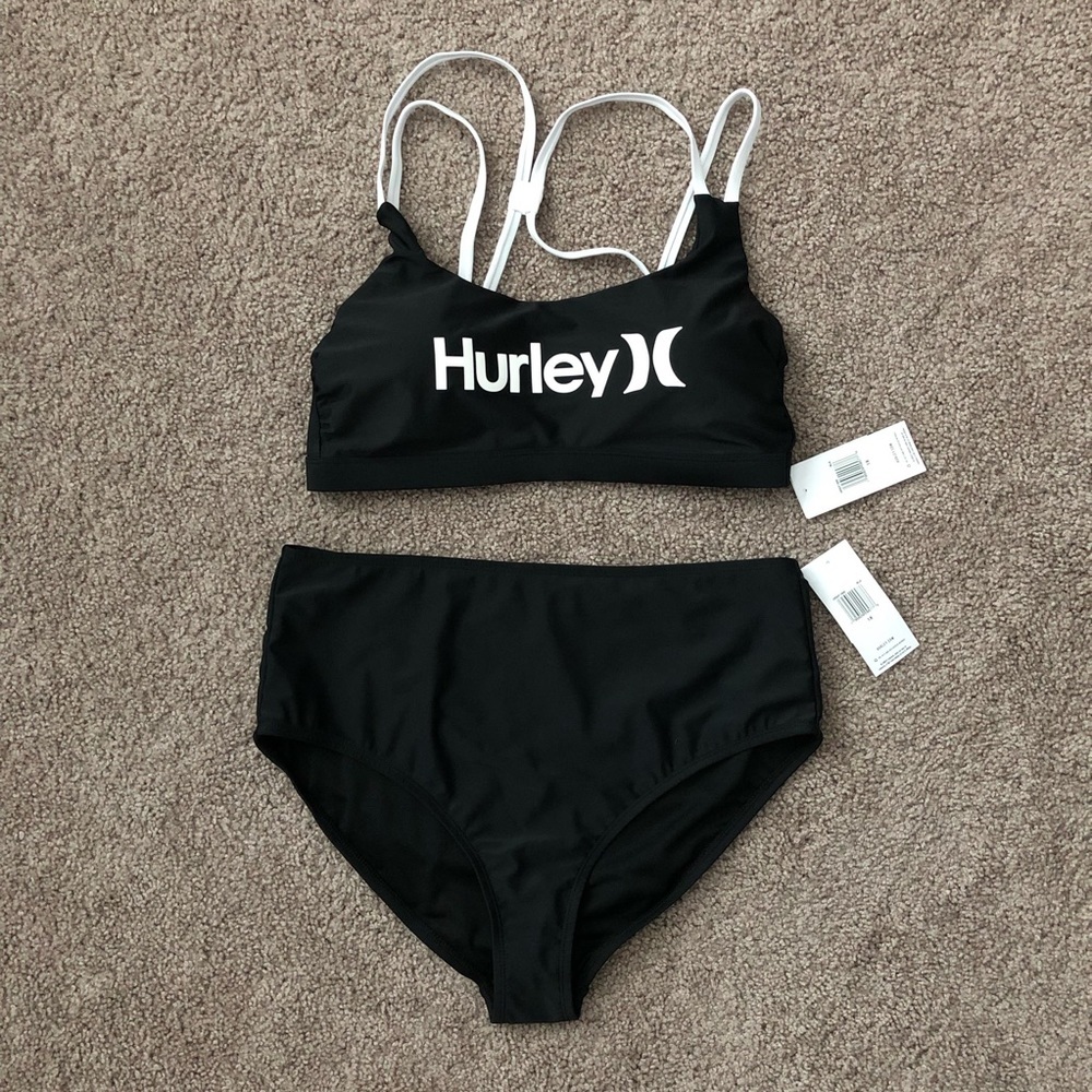 Hurley Women Black Logo Bikini Swimsuit